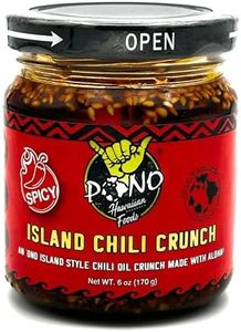 Pono Hawaiian Premium ISLAND Chili Crunch (SPICY) - 6oz - Premium Ingredients - Umami, Sesame, Crispy Fried Shallots, Fresh Garlic, Chili Peppers -Made with Rice Bran Oil - Plant-Based - Vegetarian