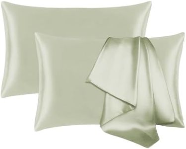 Jogcaw 2 Pack 100％ Silk Pillowcase for Hair and Skin, Soft Breathable Smooth Cooling Mulberry Silk Pillow Case Set of 2, Both Sides Grade 6A Silk Pillow Covers with Hidden Zipper (Sage Green, King)