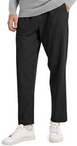 FitsT4 Men's Casual Pant Pull-ON Elastic Waist Loose Fit Comfort Golf Work Travel Lounge Pants with Pockets,Black,S