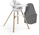 Stokke Clikk High Chair (Cloud Grey) + Travel Bag (Grey) - All-in-One High Chair with Tray & Harness - Light, Durable & Travel Friendly - Best for 6-36 Months or Up to 33 lbs