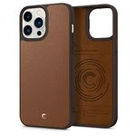 Spigen Cyrill Leather Brick for iPhone 13 Pro Max Case, Faux Leather iPhone 13 Pro Max Back Cover - Saddle Brown