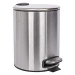 Harbour Housewares 1x Brushed 5L Round Stainless Steel Pedal Bin - Small Slim Bathroom Toilet Bedroom Kitchen Swing Lid Trash Rubbish Dustbin