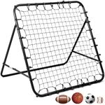 Hibtn Football Training Net Rebounder Net Soccer Kickback Target Goal Pro for Children Kids Play Teaching Ball Portable Adjustable Net Door Black