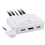 InLine KVM Switch, 2-Way, USB-C to Displayport 1.2, 4K, with Audio, Integr. Cable