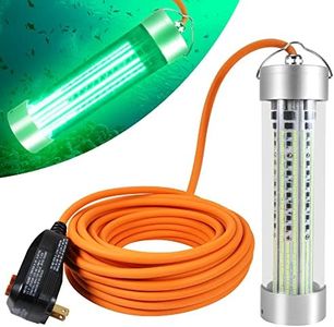 HUSUKU FS3-1 LED Underwater Fishing Light - AC110V 800W 80,000LM with 50ft Cord Green Night Fishing Finder, Fish Attractor, IP68 Led Submersible Lamp for Dock, Crappie, Snook, Squid, Shad, Shrimp