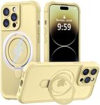 MOCCA Design for iPhone 14 Pro Case with Magnetic Invisible Stand [Full Camera Protection] [Compatible with Magsafe] Military Drop Shockproof Translucent Matte Phone Case Cover 6.1",Creamy Yellow