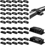 Cable Clips, 50Pcs Under Desk Cable Management Cord Organizer, 3 Functions Cord Holder, Strong Adhesive Wire Keeper for Home Office Desk Phone Car Wall Desktop (Black)