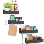 Winter Shore Magnetic Kitchen Spice Rack Organizer for Refrigerator Storage [4 Pack] - Black Versatile Fridge Organizer - Magnetic Shelf Organizer for Kitchen - Seasoning Organizer for Spice Storage