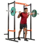 Sunny Health & Fitness Squat Stand Power Rack for Weightlifting - Multifunction Bench Press Squat Rack with Adjustable Pull Up Bar for Home Gym