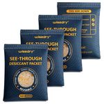 Wisedry See-Through Silica Gel Packets [4 x 500g], Color-Indicating Desiccant Packs for Storage, Reusable Safe Dehumidifier, Heat Resistant Dehumidifier Bags