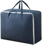 Surblue Clothes Storage Bag Organizer with Durable Handles Thick Fabric Large Capacity for Blanket Comforter Clothing Bedding (Navy, XL)