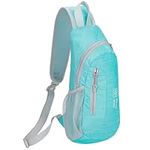 Lurmio Sling Bag Small Crossbody Bag, Waterproof Chest Bag for Men Women, Lightweight Shoulder Backpack Rucksack for Travelling Hiking Cycling Running Outdoor, Light Blue