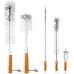 SUBEKYU Bottle Brush, Baby Bottle Brush with Nipple and Straw Cleaner Set, Gray+ White (Gray+ White 5P)