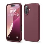 elago Compatible with iPhone 16 Case, Premium Liquid Silicone Case, Full Body Protective Cover, Shockproof, Slim Phone Case, Anti-Scratch Soft Microfiber Lining, 6.1 inch (Burgundy)