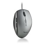 NGS Moth Gray Optical Mouse with USB Cable for Computer with 5 Silent Buttons and Scrolling, Ergonomic Mouse, 800/1200/1600 DPI Dimmable, Grey