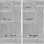 Personalized Towels Set - 6 Pack Super Soft & Absorbent Turkish Cotton Towels for Bathroom, Spa, Gym, Pool and Hotels - Includes 2 Bath Towels, 2 Hand Towels, 2 Washcloths - Light Grey Towel Set