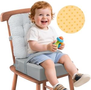 Toddler Booster Seat for Dining Table and Kitchen Chair –Removable Cushion with Backrest, Corduroy & PU Waterproof, Booster Seat for Kids Ages 2-5 with 2 Adjustable Safety Straps, Easy to Clean