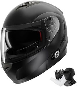 Motorcycle Helmet Bluetooth 5.0 Integrated New EPS FreedConn BM2-S Modular Flip Up Dual Visor Motorbike Helmet DOT FMVSS-218 Approved MP3 FM for Adults Men Women, Select 1 Size Larger