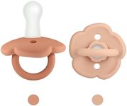 BebeBiu Baby Dummy, Pack of 2 Dummies, BPA-Free Silicone Soothers, Baby Pacifier with Large Air Holes, Newborn Essentials 6 Months Up (Rosewood/Blush)