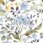 VEELIKE Blue Flower Wallpaper 44.5cm×900cm Vintage Floral Wall Mural Self-Adhesive Leaf Contact Paper Washable Kitchen Cupboard Stickers Worktop Vinyl Covering Cabinet Lining Paper for Walls Bedroom