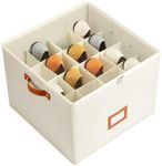 Delamu Shoe Organizer for Closet, Fabric Shoe Storage Boxes with Clear Cover, Adjustable Dividers for Shoe Storage, Foldable Space-saving Storage Container Bins, Fits 8-16 Pairs, Beige, 1-Pack