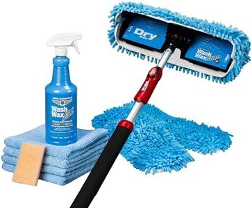 Basic Waterless RV Aircraft Boat Wash Wax Mop Kit with Standard Length Shur-Line Pole 4' to 9' No Ladder Needed, Wash, Wax, Dry, Anywhere, Anytime, No Restrictions