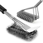 2 Pack BBQ Brush, 18 inch BBQ Brush Cleaner for Grill BBQ, Stainless Steel Barbecue Brush Bristle Free with Scraper & Multiple BBQ Grill Brush Heads, Suitable for Gas, Iron & Barbecue Grill