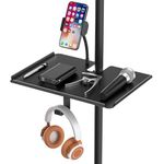 Multi-Functional Metal Microphone Stand Tray with Phone Holder - Universal Mic Stand Tray Shelf Clamp on Music Stand Tray for Studio Concert Karaoke Stands with 11.7" x 7.8" for Storage