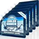 Cooler Shock Reusable Ice Packs for Coolers - 5 Ice Packs for Lunch Bags - Long-Lasting Cold Freezer Packs for Lunch Boxes - Cooler Accessories for School, Beach & Fishing - Camping Gifts