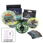 Maxcatch Avid Fly Reel with CNC-machined Aluminum Alloy Body 1/3,3/4, 5/6, 7/8,9/10wt (Green Reel+Line Combo, 3/4 wt)