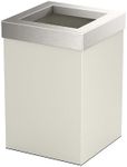 Gatco 1935SN Modern Square Waste Basket, Matte Pearl and Satin Nickel Combo / 11.88" H x 8" W Open Top Stainless Steel Trash Can with Removable Lid, 11 Liter Capacity