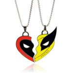 Houpotao Friendship Necklace (2Pcs) Ideal for Best Friends to Celebrate Friendship and superhero in Style, Chain_50, Stainless Steel, No Gemstone