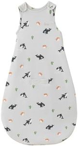 AnZai Merino Wool & Organic Cotton Sleep Sack for 2-4 Years - 2 Way Zipper Adjustable Sleeping Bag, Year Round Wearable Blanket - Grey Orca