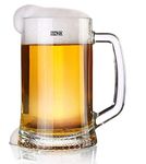 BINZO Glass Beer Mugs Set with Handles, Pack of 6, 350 ml,Heavy and Durable, Multipurpose Pub Mugs for Everyday Drinking, Coffee, Mojito Use, Freezer Safe, Set of (Model 1)