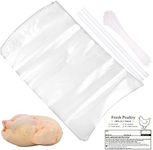 Large Turkey Poultry Shrink Bags,50 Pcs 16x30 Inches Clear Poultry Heat Shrink Bags Freezer with Freezer Labels,Zip Ties,Silicone Straw for Turkey, Chickens,Rabbits