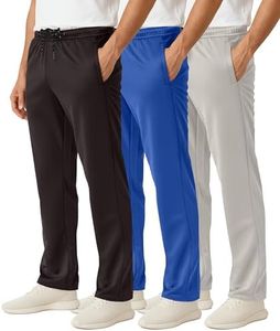 Real Essentials Big & Tall King Size Mens Men's Mesh Athletic Active Gym Workout Open Bottom Sweatpants Pockets Sports Training Track Running Casual Lounge Quick Dry Pants - Set 4, 4X Tall,Pack of 3
