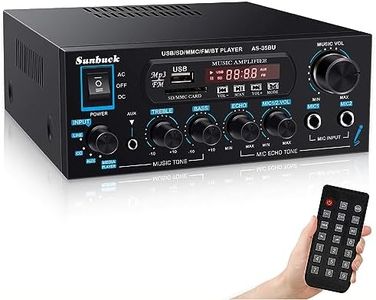 Sunbuck Small Bluetooth Amplifier, Max 400Wx2 Audio Amplifier, Stereo Receivers for Home Audio, Home Stereo System Components, Stereo Amplifier with USB/SD/MIC/Remote, Receiver for Speakers, AS-35BU