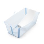 Stokke Flexi Bath Standard + Newborn Support - Foldable Baby Bath for Newborns to 15kg - Compact, Portable Bath Set with Ergonomic Baby Support, Ocean Blue