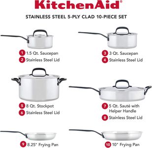 KitchenAid 5-Ply Stainless Steel Cookware Set – Durable Pots & Pans