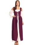 ANNA-KACI Peasant Maiden Boho Inspired Cap Sleeve Lace Trim Maxi Dress, Burgundy, Large