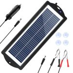 5W 12V Solar Car Battery Charger & Maintainer, Portable Waterproof Solar Panel Trickle Charging Kit for Car, Automotive, Motorcycle, Boat, Marine, RV, Trailer, Powersports, Snowmobile, etc.