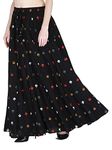 Sttoffa Rayon Printed Women Skirt Bottom Wear 40 Inch Length - Ethnic Maxi Length Skirts for Women (SPRR40-0028-XL-Printed Black)