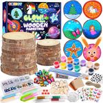 Arts and Crafts for Kids Ages 4-8 8-12, Glow in The Dark Wooden Painting Kit, Arts & Crafts Supplies Gift for Kids Boys Girl Ages 6-12 Years Old, Creative Arts Toy for Birthday Halloween Christmas