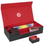 Card Deck Box,X-Large Premium Card Game Deck Storage Box Fits 5 Decks Card Box with Mat Case and Removable Compartment,Card Deck Case Fits for MTG/TCG/Yugioh/Magic/Commander (Black&Red)