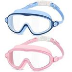 COOLOO Kids Swimming Goggles, 2 Pack Kids Swim Goggles Junior Children Girls Boys Age 3-16, Anti-Fog, Waterproof, UV Protection Lenses, Crystal Clear Wide Vision