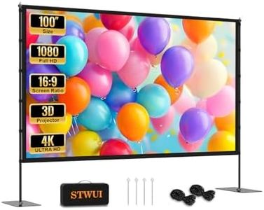 STWUI Projector Screen with Stand - 100 Inch Outdoor Projector Screen Portable Projector Screens 16:9 4K HD Outdoor Movie Screen with Carry Bag Can Enioy Home Theater Projection Screen