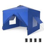 PHI VILLA Privacy 10’x10’Pop up Canopy Tent Enclosed Instant Gazebo Shelter Party Tent with Detachable & Interchangeable Sidewalls and Mesh Windows, Waterproof, Blue