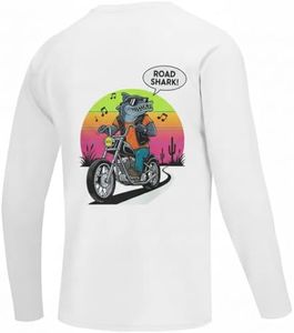 UPF 50+ Fishing Shirt for Men, Long Sleeve Sun Protection, Quick-Dry Rash Guard for Outdoors #1035 (Rider Shark,M)