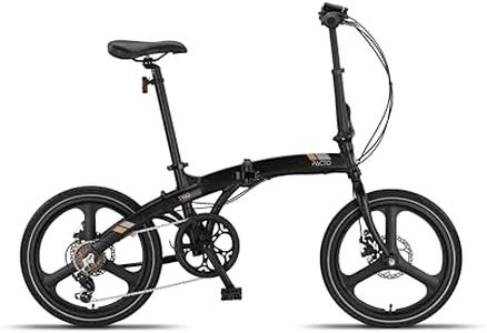 PACTO Two - Folding bike, Aluminum frame, disc brakes, Shimano 6 gears, Easy folding, Dutch design, 20 inch, Black