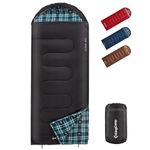 KingCamp Sleeping Bag 4 Seasons Cotton Flannel with Hood, Sleeping Bags for Adults Child Winter Warm, Sleeping Bag Mummy Camping Lightweight Envelope Style for Hiking Camping Traveling Indoor Outdoor